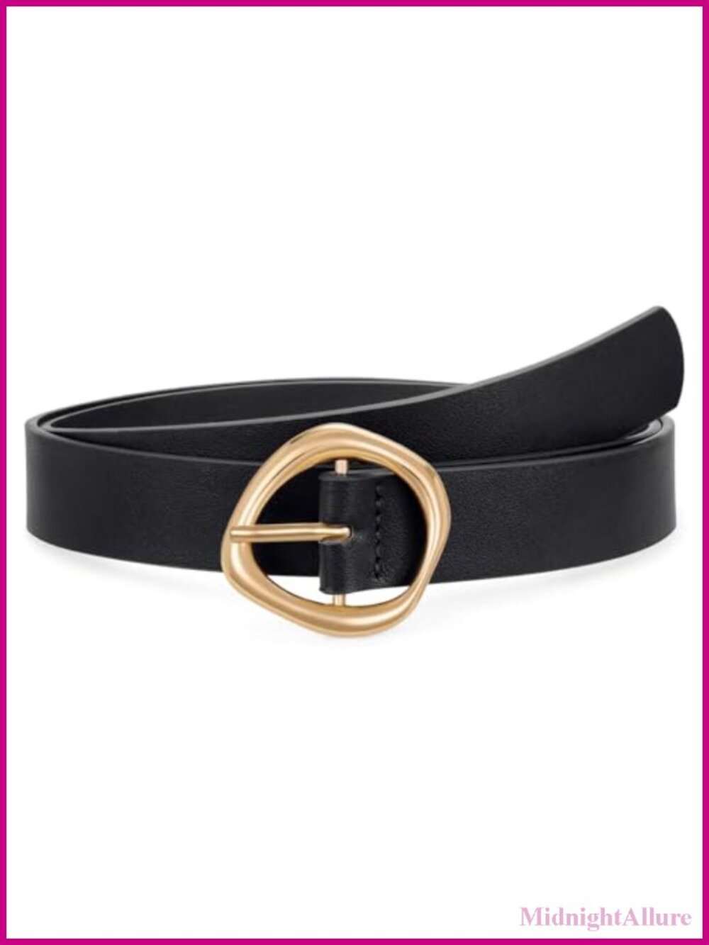 Women's Faux Leather Belt with Gold Buckle Adjustable Fit for Jeans Pants